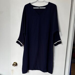 Ralph Lauren Size 14W Deep Blue V-Neck Dress